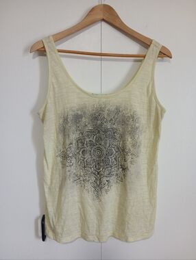 Maurices Yellow & Charcoal Mandala Print Tank - Silver Sparkle - Size L